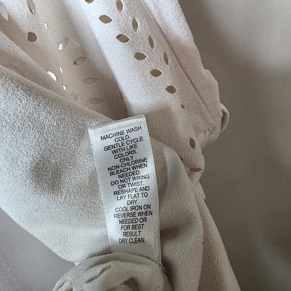 CATO womens Ivory Eyelet Open Front Kimono Boho Style Short Sleeve Size XL - Picture 7 of 9
